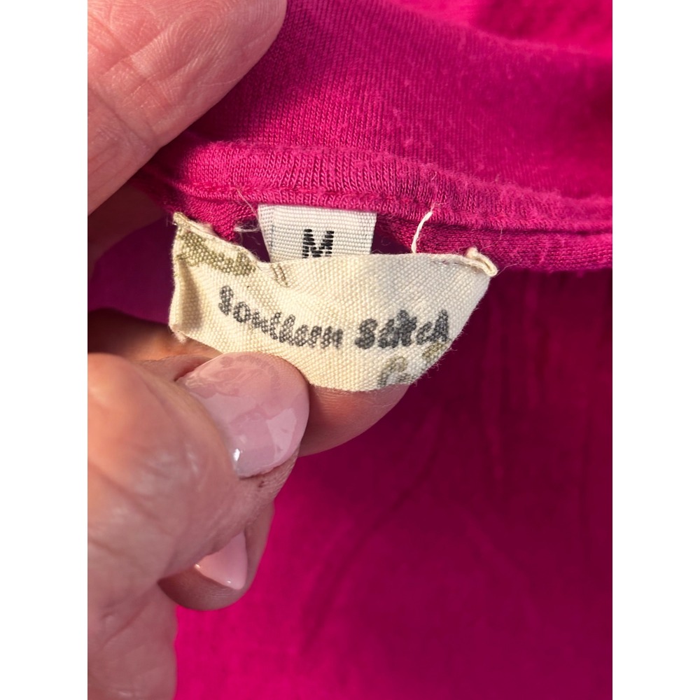Southern Stitch Magenta Pink Leopard Print Ruffle Bell Sleeve Tunic Top Medium - Picture 7 of 9